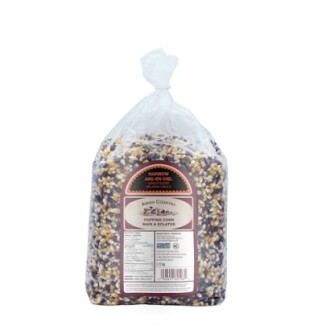 Bag of Amish Country rainbow popcorn kernels.